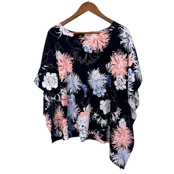 Chico's Tops - Chico's Floral Asymmetrical Hem Poncho Tunic Top Size S/M